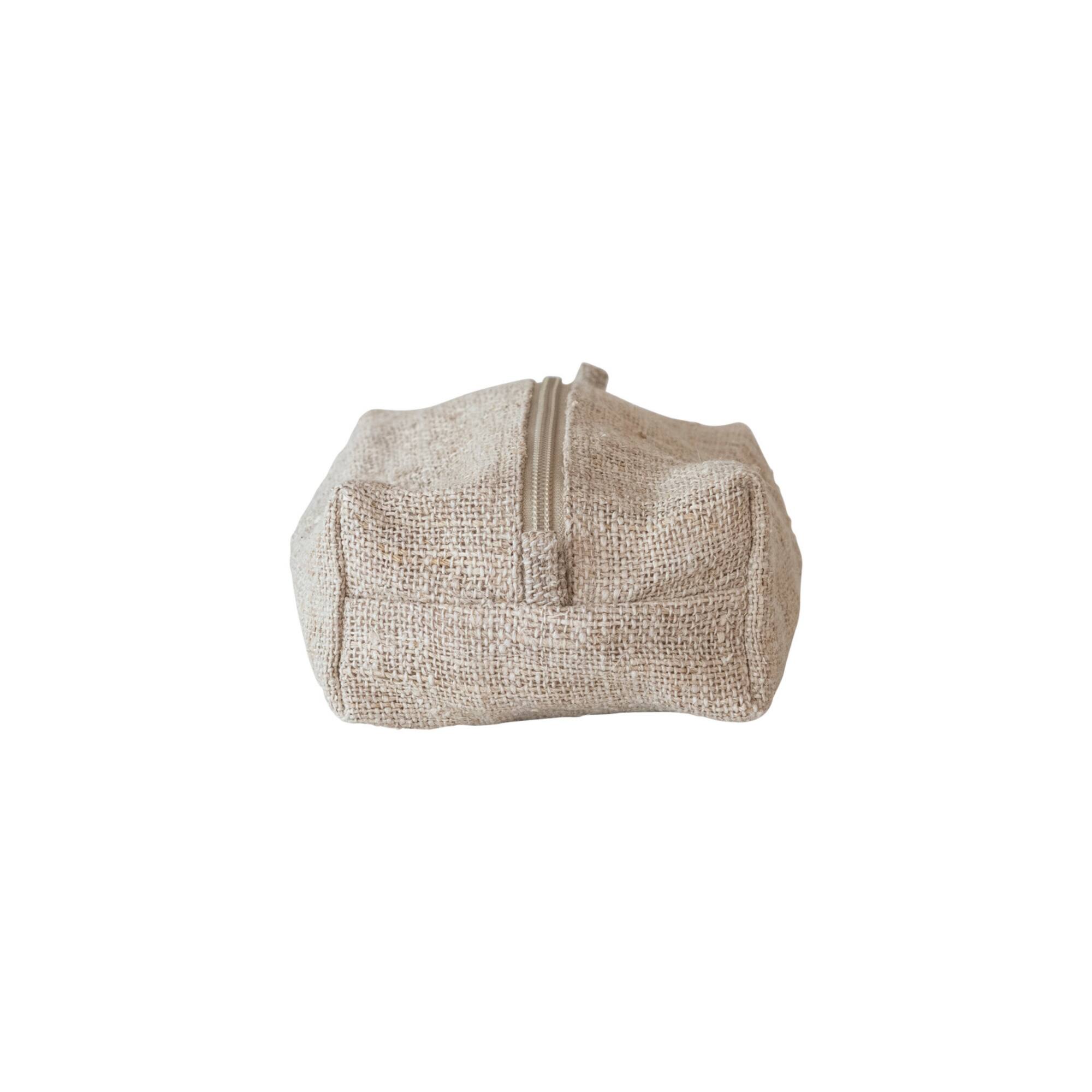 Hello Honey® 7" x 5" Natural Woven Hemp Fiber Zip Pouch with Handle & Cotton Lining